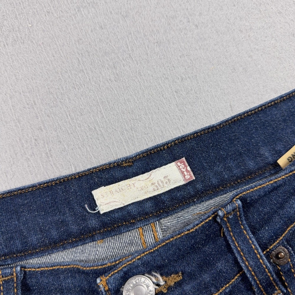 Vintage Levis 505 Jeans Women 10 Long Blue Dark Wash Straight Leg Stretch Denim - Picture 6 of 11